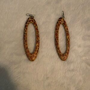 Leopard Print Oval Hoop Earrings